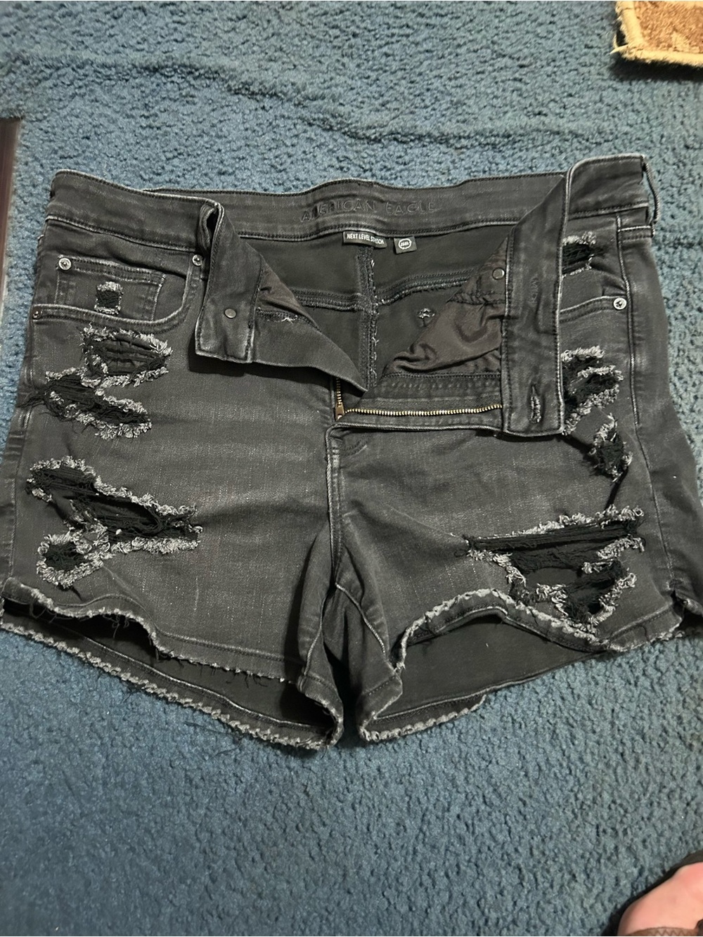American Eagle Outfitters Black Distressed Denim Shorts